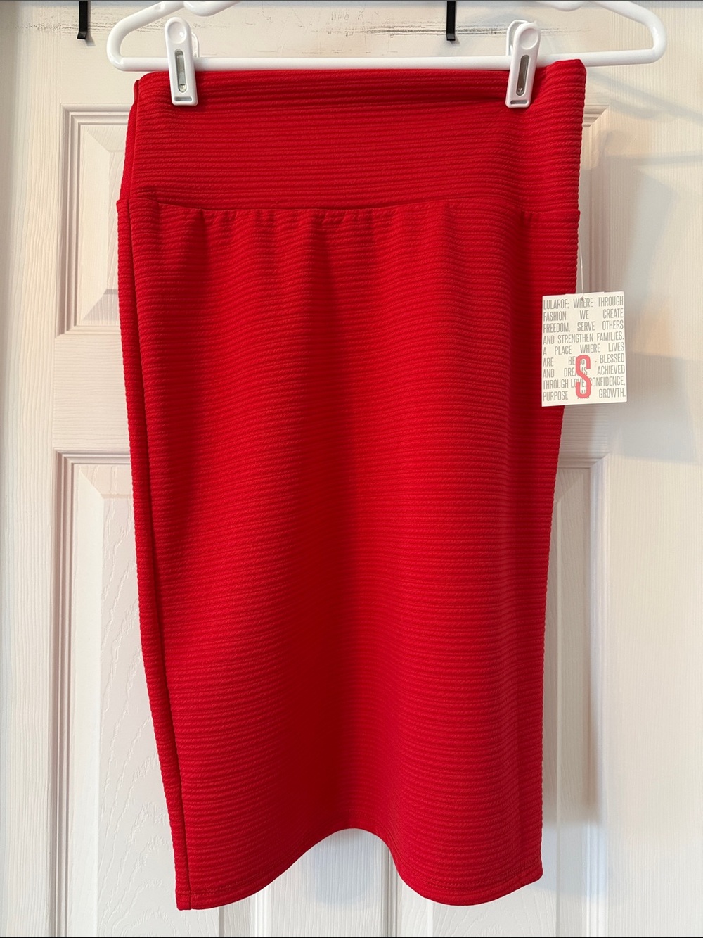 LuLaRoe Bright Red Ribbed Pencil Skirt
